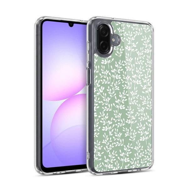 Anis Illustration Mix Pattern Tiny Leaves Green Soft Gel Case for Samsung Galaxy A07 4G
