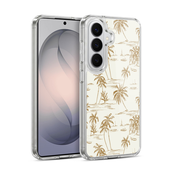 Anis Illustration Mix Pattern Beach Beige Gold Soft Gel Case for Samsung Galaxy S26