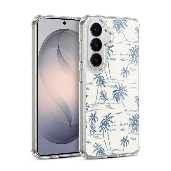 Anis Illustration Mix Pattern Blue Beach Bold Soft Gel Case for Samsung Galaxy S26