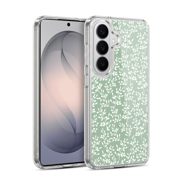 Anis Illustration Mix Pattern Tiny Leaves Green Soft Gel Case for Samsung Galaxy S26