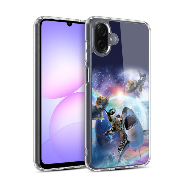 Random Galaxy Animals Space Cat Riding Shark Soft Gel Case for Samsung Galaxy A07 4G