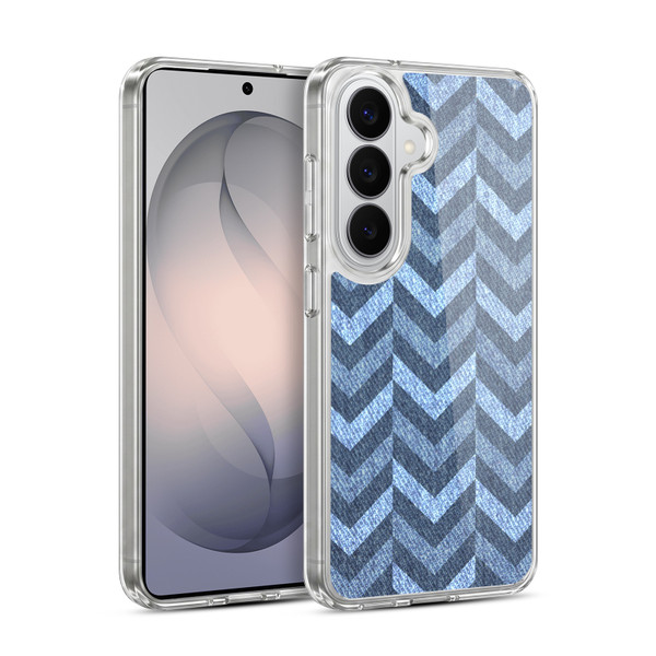 Head Case Designs Printed Denim Broken Zigzag Soft Gel Case for Samsung Galaxy S26 Plus