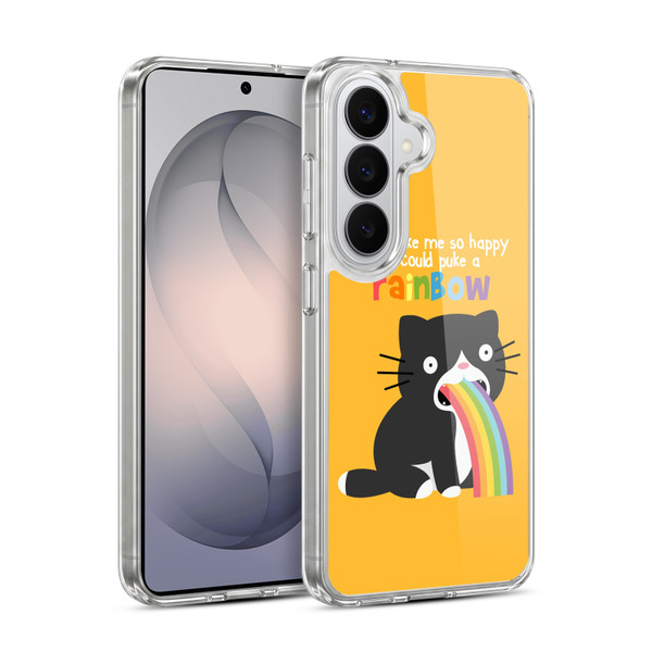 Head Case Designs Rainbow Puke Cat Soft Gel Case for Samsung Galaxy S26 Plus