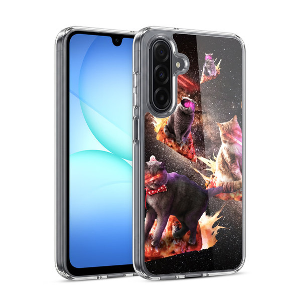 Random Galaxy Space Cat Fire Pizza Soft Gel Case for Samsung Galaxy A17 4G / 5G