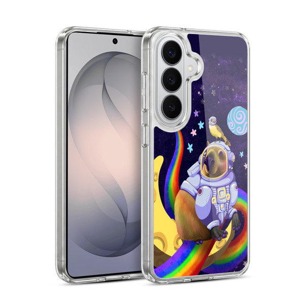 Carla Morrow Rainbow Animals Capybara Sitting On A Moon Soft Gel Case for Samsung Galaxy S26 Plus