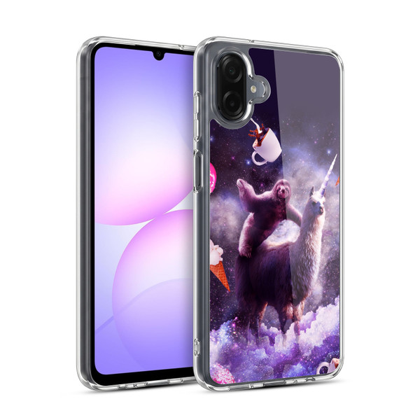 Random Galaxy Mixed Designs Sloth Riding Unicorn Soft Gel Case for Samsung Galaxy A07 4G