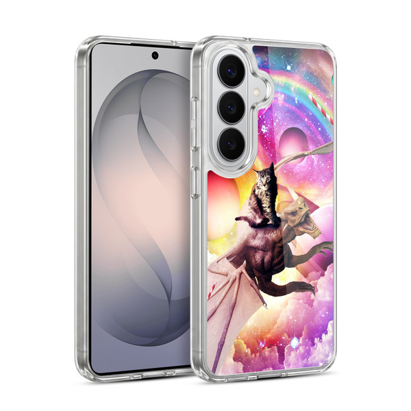 Random Galaxy Mixed Designs Space Dragon & Cat Soft Gel Case for Samsung Galaxy S26