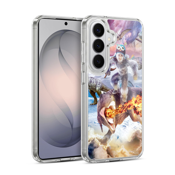Random Galaxy Mixed Designs Monkey Riding Dinosaur Soft Gel Case for Samsung Galaxy S26 Plus