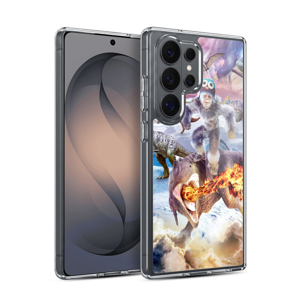 Random Galaxy Mixed Designs Monkey Riding Dinosaur Soft Gel Case for Samsung Galaxy S26 Ultra