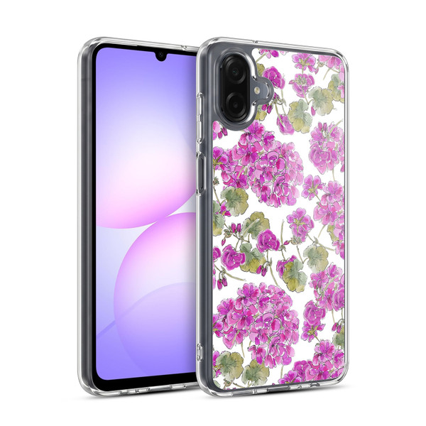 Anis Illustration Flower Pattern 2 Purple Soft Gel Case for Samsung Galaxy A07 4G
