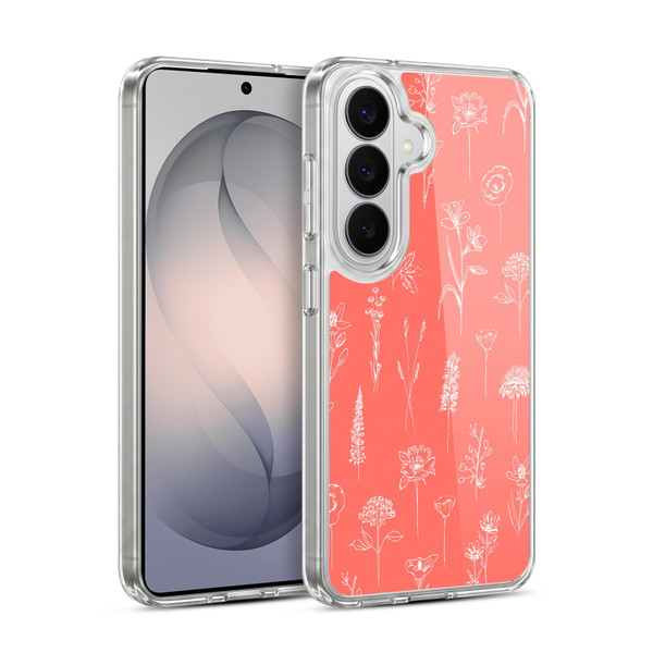 Anis Illustration Flower Pattern 2 Coral Soft Gel Case for Samsung Galaxy S26