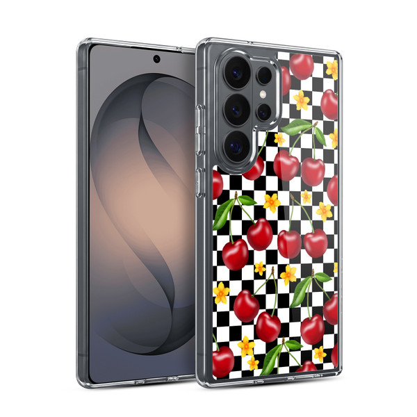 Head Case Designs Checkerboard Patterns Cherry Soft Gel Case for Samsung Galaxy S26 Ultra