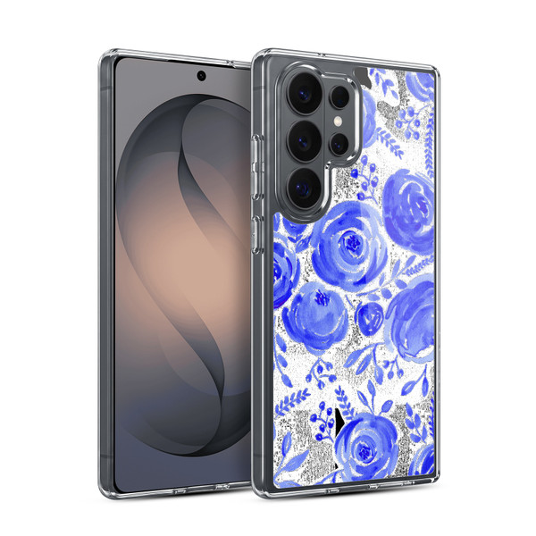 Anis Illustration Flower Pattern 2 Blue Soft Gel Case for Samsung Galaxy S26 Ultra