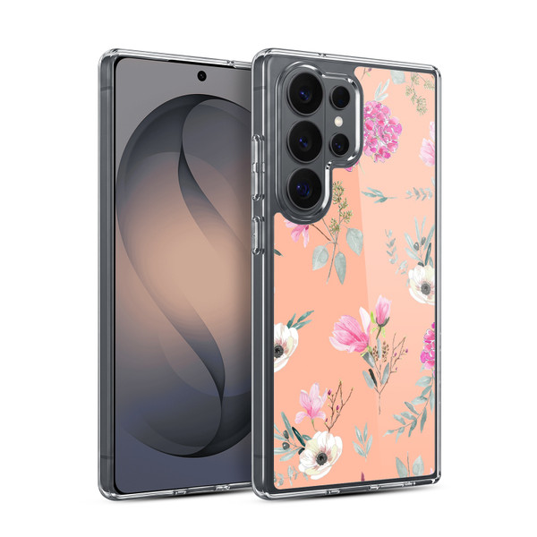 Anis Illustration Flower Pattern 2 Peach Soft Gel Case for Samsung Galaxy S26 Ultra