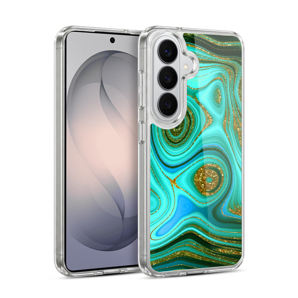 UtArt Malachite Emerald Liquid Gem Soft Gel Case for Samsung Galaxy S26 Plus