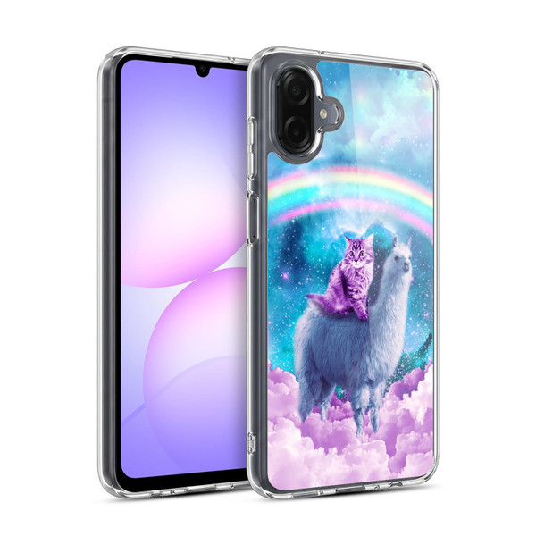 Random Galaxy Space Llama Cloudy Cat In Rainbow Soft Gel Case for Samsung Galaxy A07 4G