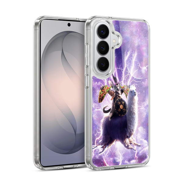 Random Galaxy Space Llama Lazer Cat & Tacos Soft Gel Case for Samsung Galaxy S26