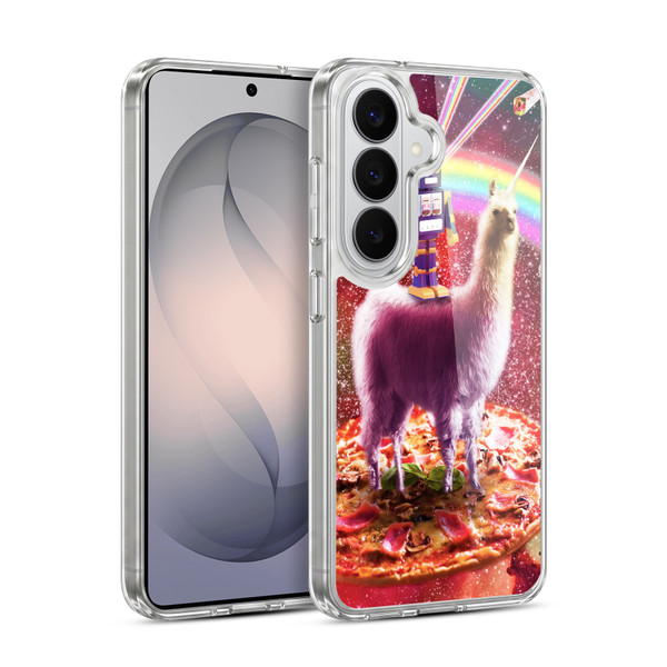 Random Galaxy Space Llama Robot & Pizza Soft Gel Case for Samsung Galaxy S26