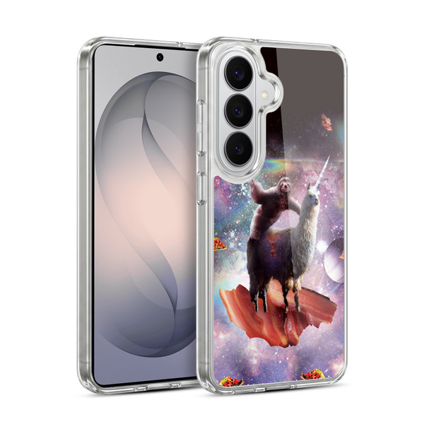 Random Galaxy Space Llama Outer Space Sloth & Bacons Soft Gel Case for Samsung Galaxy S26 Plus