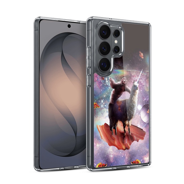 Random Galaxy Space Llama Outer Space Sloth & Bacons Soft Gel Case for Samsung Galaxy S26 Ultra