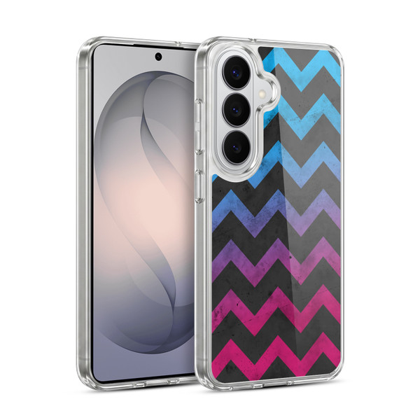 PLdesign Geometric Patterns Blue Pink Ombre Vintage Soft Gel Case for Samsung Galaxy S26 Plus