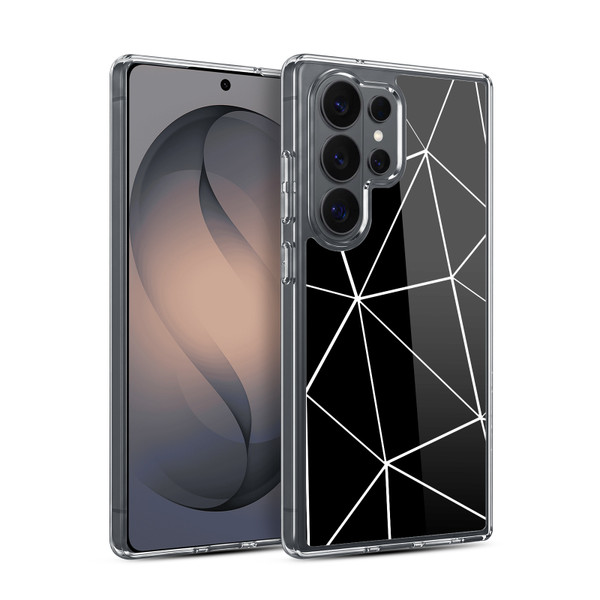 PLdesign Geometric Patterns Black Triangles White Lines Soft Gel Case for Samsung Galaxy S26 Ultra