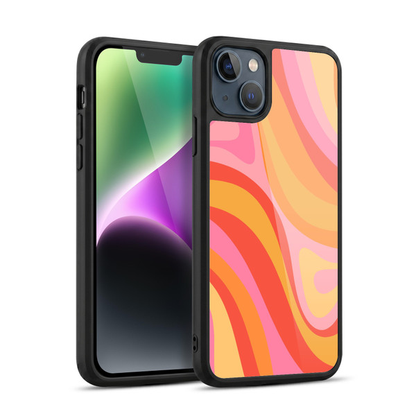 Kierkegaard Design Studio Retro Abstract Patterns Pink Orange Yellow Swirl Gel Armour Case For Apple iPhone 14 Plus