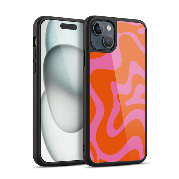 Kierkegaard Design Studio Retro Abstract Patterns Hot Pink Orange Swirl Gel Armour Case For Apple iPhone 15 Plus