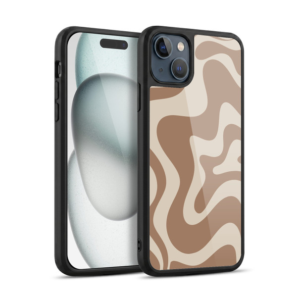 Kierkegaard Design Studio Retro Abstract Patterns Milk Brown Beige Swirl Gel Armour Case For Apple iPhone 15 Plus