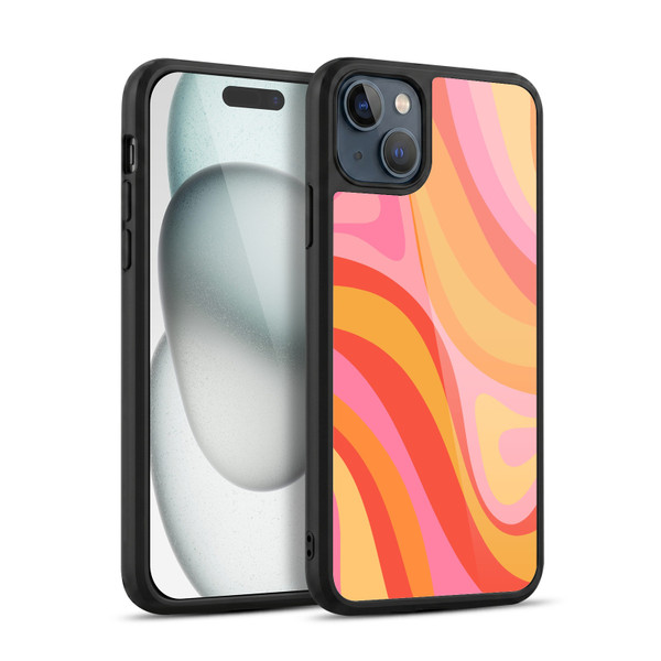 Kierkegaard Design Studio Retro Abstract Patterns Pink Orange Yellow Swirl Gel Armour Case For Apple iPhone 15 Plus