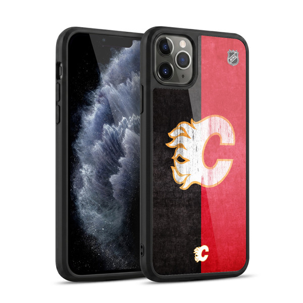 NHL Calgary Flames Half Distressed Gel Armour Case For Apple iPhone 11 Pro Max