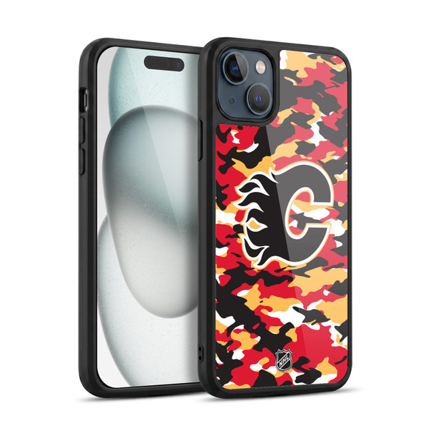 NHL Calgary Flames Camouflage Gel Armour Case For Apple iPhone 15 Plus
