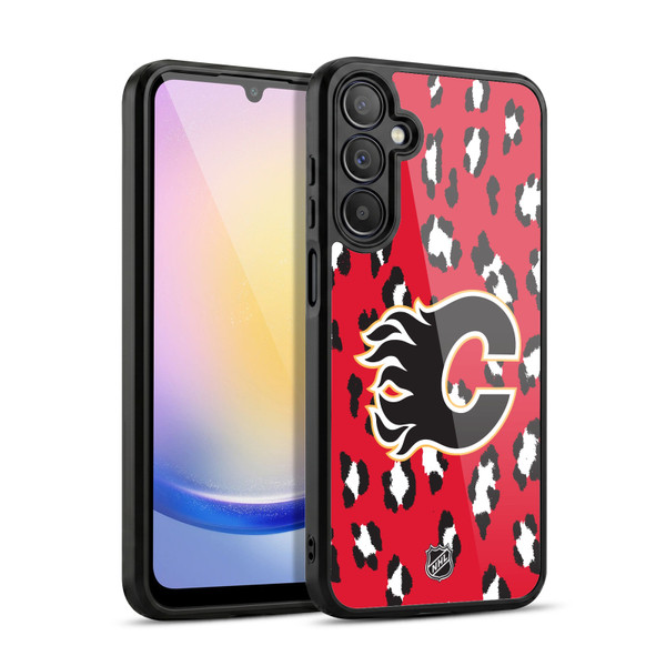 NHL Calgary Flames Leopard Pattern Gel Armour Case For Samsung Galaxy A25 5G