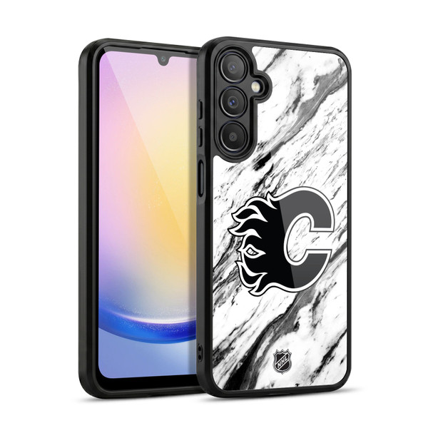 NHL Calgary Flames Marble Gel Armour Case For Samsung Galaxy A25 5G