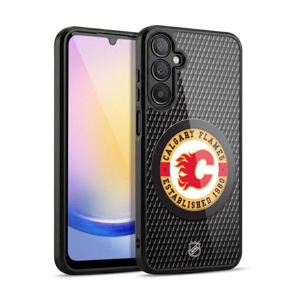NHL Calgary Flames Puck Texture Gel Armour Case For Samsung Galaxy A25 5G