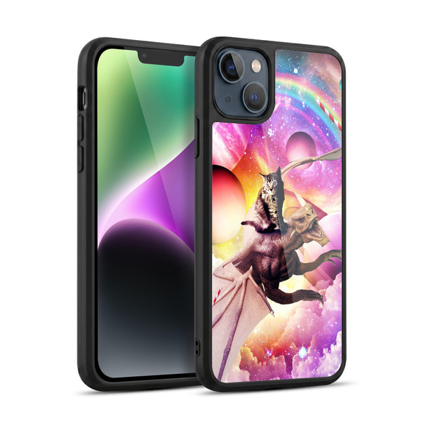 Random Galaxy Mixed Designs Space Dragon & Cat Gel Armour Case For Apple iPhone 14 Plus