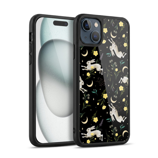 Episodic Drawing Pattern Bunny Night Gel Armour Case For Apple iPhone 15 Plus