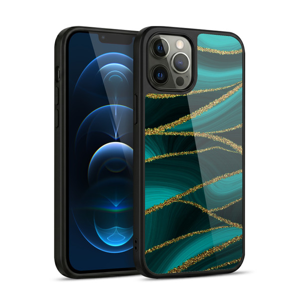 UtArt Malachite Emerald Turquoise Shimmers Gel Armour Case For Apple iPhone 12 Pro Max