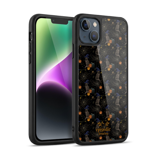 Episodic Drawing Spooky Patterns Cat's Halloween Hat Gel Armour Case For Apple iPhone 14 Plus