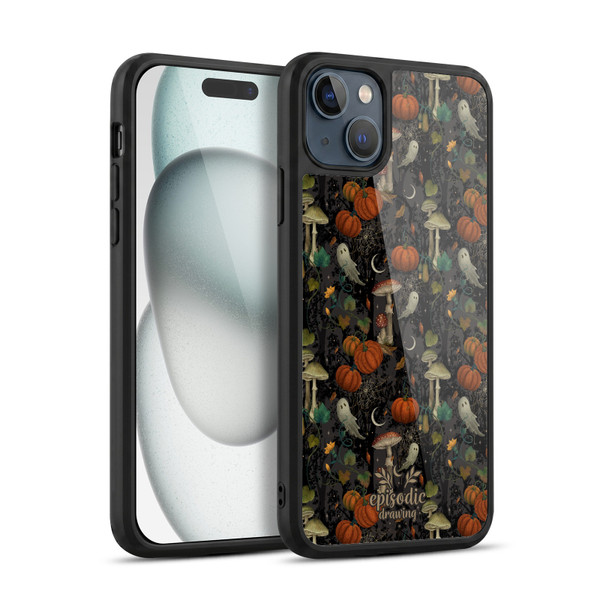 Episodic Drawing Spooky Patterns Whimsy Halloween Pumpkin Gel Armour Case For Apple iPhone 15 Plus