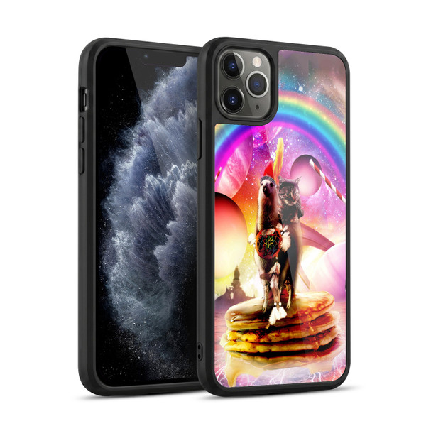 Random Galaxy Space Llama Cat & Electric Pancakes Gel Armour Case For Apple iPhone 11 Pro Max