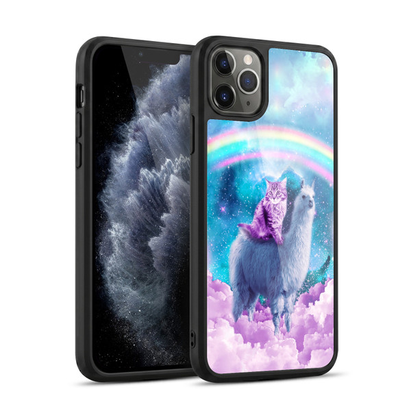 Random Galaxy Space Llama Cloudy Cat In Rainbow Gel Armour Case For Apple iPhone 11 Pro Max