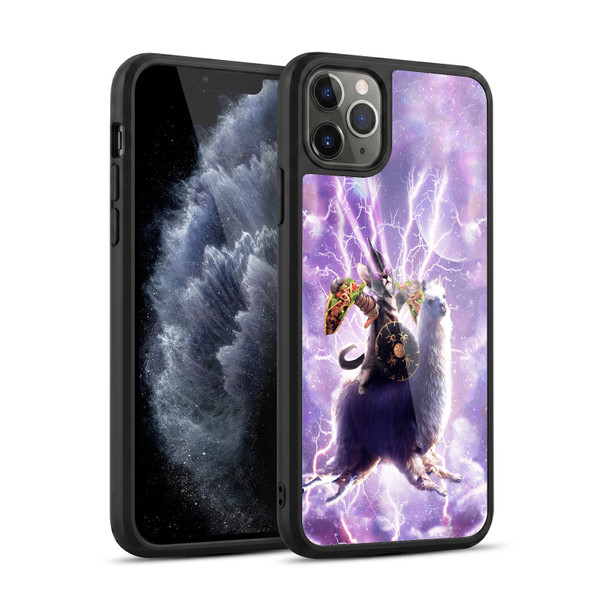 Random Galaxy Space Llama Lazer Cat & Tacos Gel Armour Case For Apple iPhone 11 Pro Max