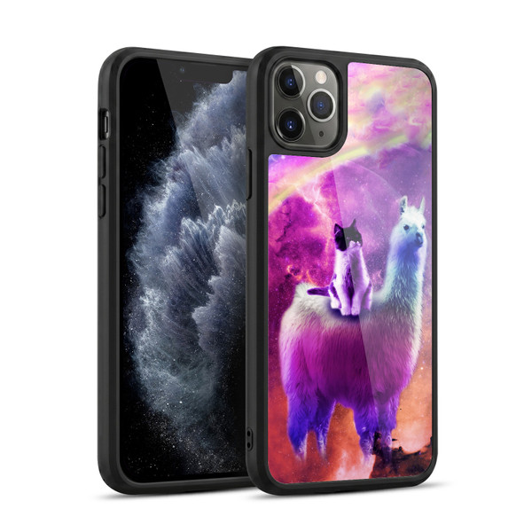 Random Galaxy Space Llama Purple Galaxy Cat Gel Armour Case For Apple iPhone 11 Pro Max