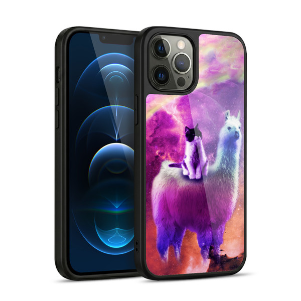 Random Galaxy Space Llama Purple Galaxy Cat Gel Armour Case For Apple iPhone 12 Pro Max