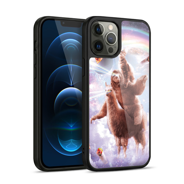 Random Galaxy Space Llama Sloth & Cat Lazer Eyes Gel Armour Case For Apple iPhone 12 Pro Max