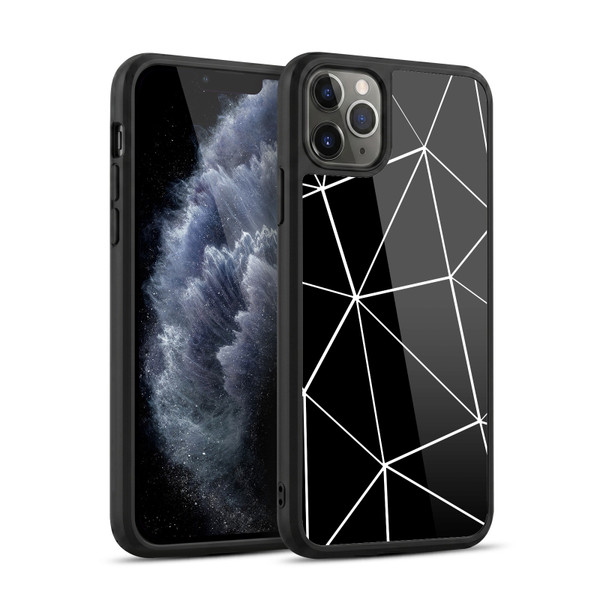 PLdesign Geometric Patterns Black Triangles White Lines Gel Armour Case For Apple iPhone 11 Pro Max