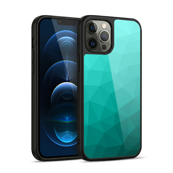 PLdesign Geometric Patterns Turquoise Gradient Mesh Gel Armour Case For Apple iPhone 12 Pro Max