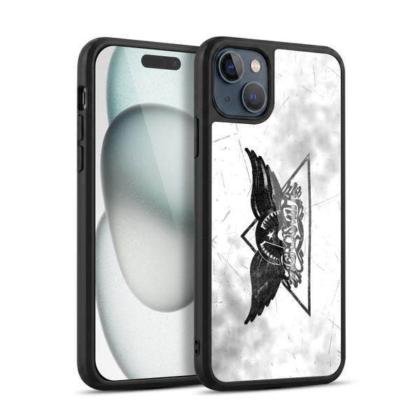 Aerosmith Black And White Triangle Winged Logo Gel Armour Case For Apple iPhone 15 Plus