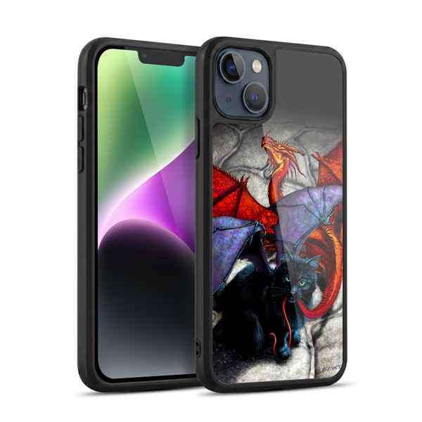 Stanley Morrison Art Bat Winged Black Cat & Dragon Gel Armour Case For Apple iPhone 14 Plus